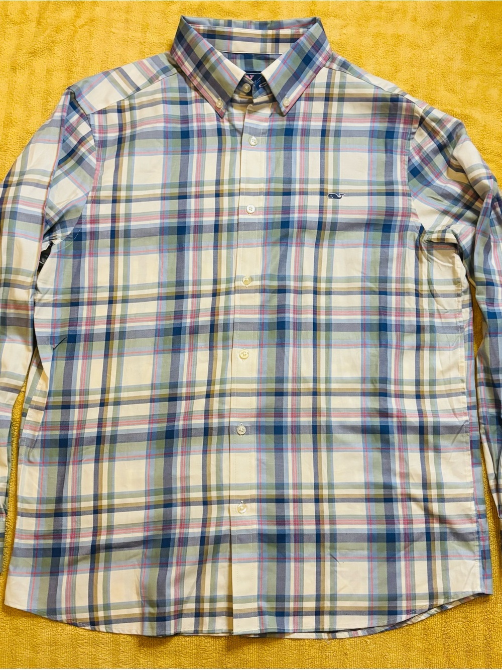 Vineyard Vines Men's Plaid Button-Down Shirt in White, Blue, Purple